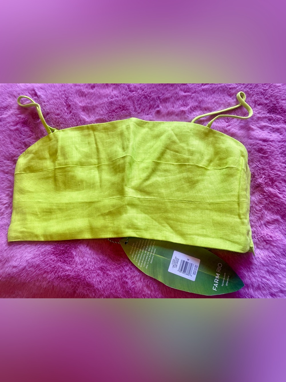 NWT, Farm rio lime green linen crop top, size Medium